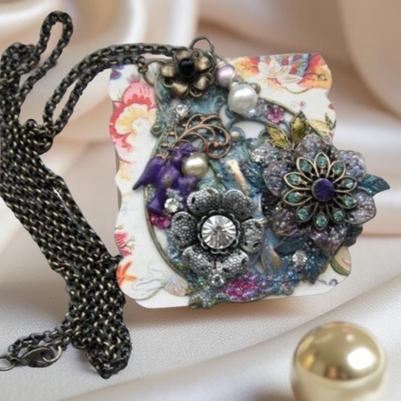 Floral handcraft necklace One of a kind necklace - Picture 1 of 15